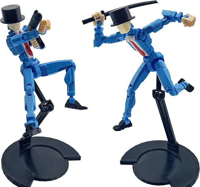3D Printed 8.13-inch Action Figure Dummy-Mici20, Full Body Mechanical Movable Toy, Multiple Accessories, Desk Decoration (3 HandsType, Bracket, Weapons, Armour) (Blue)