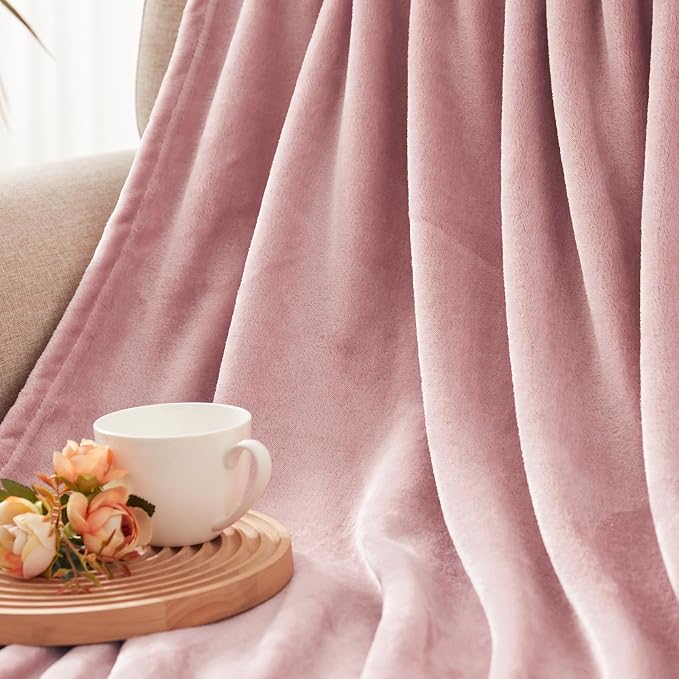 Exclusivo Mezcla Soft Fleece Blanket King Size for Bed, Dusty Pink | 104x90 Inches, Double-Sided Brushed Flannel, Lightweight Plush Cozy Blanket for Home Decor, All Season, Machine Washable