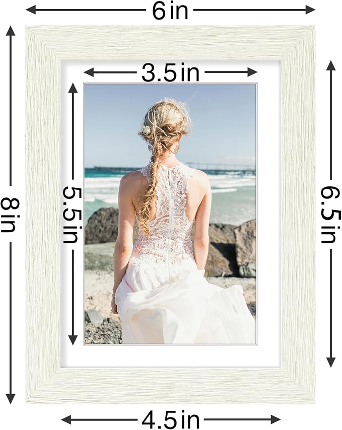 Vittanly 5x7 Picture Frames Set of 9 for Wall Mount or Tabletop, Whitemist | Display Pictures 4x6 with Mat or 5x7 without Mat, Small Photo Frames, Engineered Wood with Shatter Resistant Plexiglass