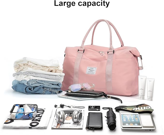 Travel Duffel Bag, Carry On Overnight Weekender Bags for Women | Travel Bag with Wet Pocket & Trolley Sleeve, For Spirit Airlines 18x14x8 Personal Item Bag