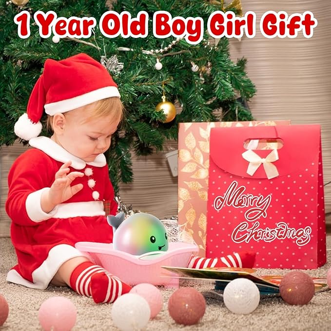 Gigilli Baby Bath Toys with 4 Modes, Bath Toys for Kids Ages 1-3, 1 Year Old Boy Girl Valentines Gifts for Babies 6-12-18 Months, Light Up Whale Bath Toy Toddler Birthday Bathtub Toy