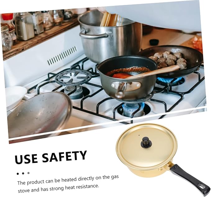 Hemobllo Golden Korean Ramen Pot Single Handle Aluminum Stockpot with Lid Thickened Noodle Stew Pot for Home Cooking Fast Heating for Soup and Daily Meals