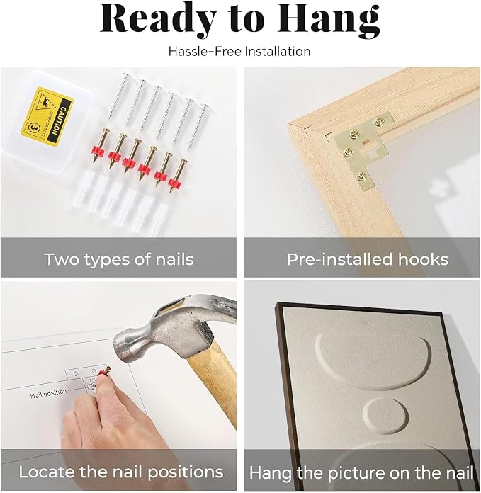 Thalasse Abstract Wall Art Large Framed 3D Sand Beige 16x24 In | Set of 3 Wabi Sabi Abstract Sandstone Relief Artwork with Solid Catalpa Wood Frame, Minimalist Triptych Pictures for Entryway