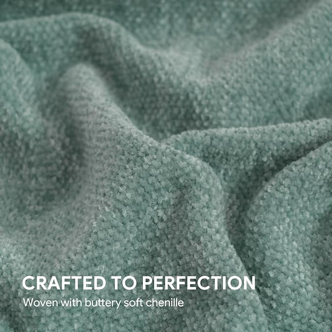 RECYCO Chenille Throw Blanket for Couch, 50"x60", Sage | Super Soft Knit Throw Blanket with Fringe Tassels, Lightweight Knitted Throw, Cozy, Ideal for Sofa Chair Bed Living Room Gift