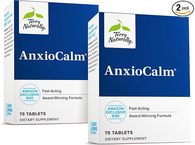 Terry Naturally AnxioCalm - Calming Support Supplement - Supports Against Occasional Tension & Aids Calm Feelings with Narrow-Leaved Coneflower - Non-Drowsy Supplement - 75 Tablets