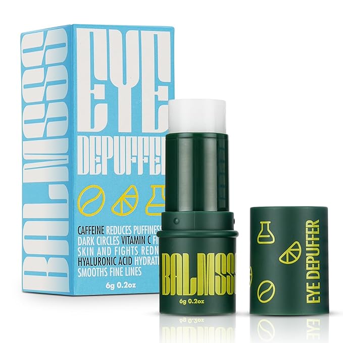 Eye Depuffer Stick - Cooling Under Eye Cream for Dark Circles Puffy Eyes & Eyebags, Anti Aging Roller Under Eye Balm w Caffeine Vitamin C & Hyaluronic Acid, Beauty Balm for Men & Women - 30 Day Supply