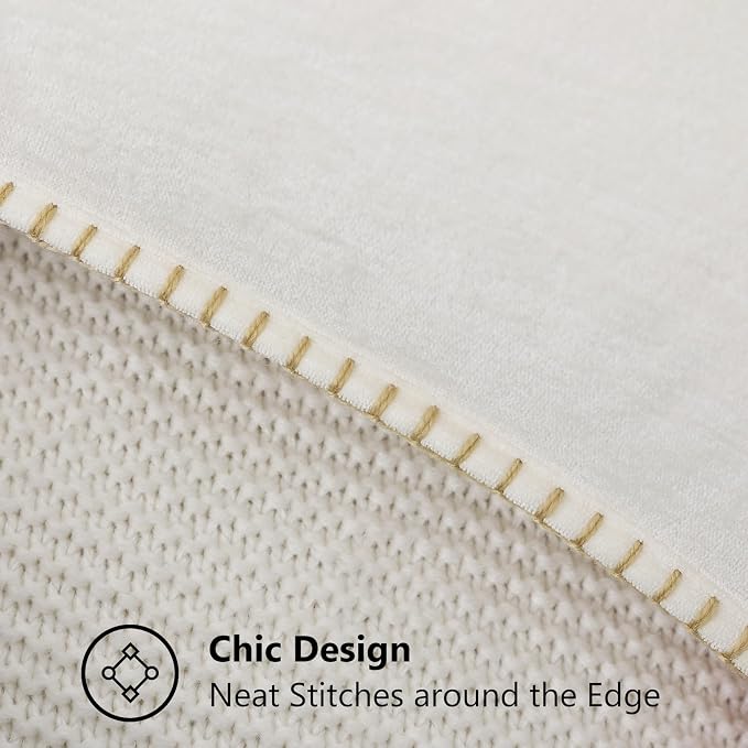 decorUhome Soft Chenille Throw Pillow Covers 18x18 Set of 2 Cream White | Fall Textured Decorative Throw Pillow Cases Stitched Edge Modern Farmhouse Luxury Boho Velvet for Couch Sofa Bed Home Decor