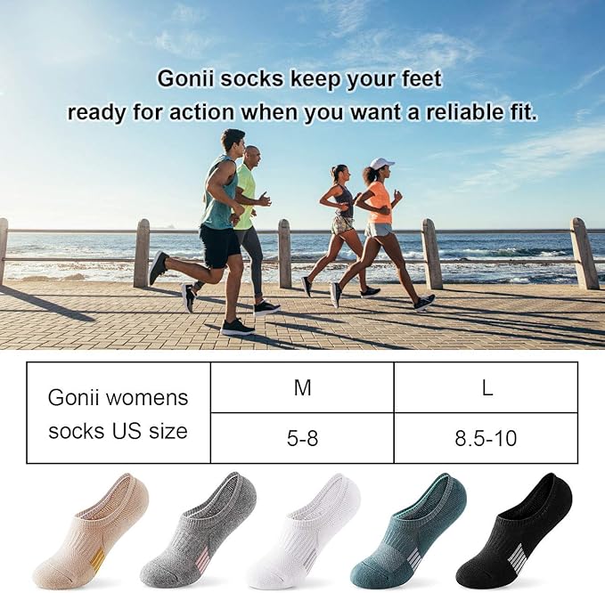 Gonii Womens No Show Socks Athletic Ankle Socks Cushioned Running Low Cut 5-8 Pairs
