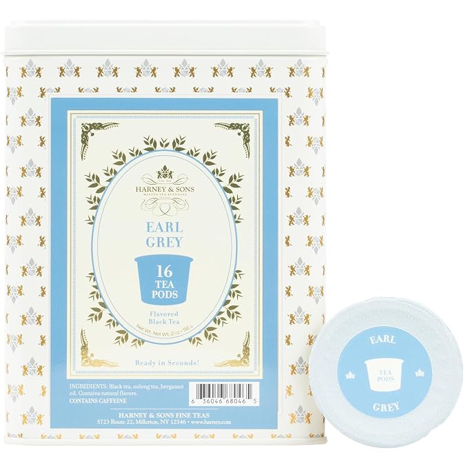 Harney and Sons Earl Grey Tea Pods, Single Use, K-Cup Compatible, Bold and Flavorful Earl Grey tea