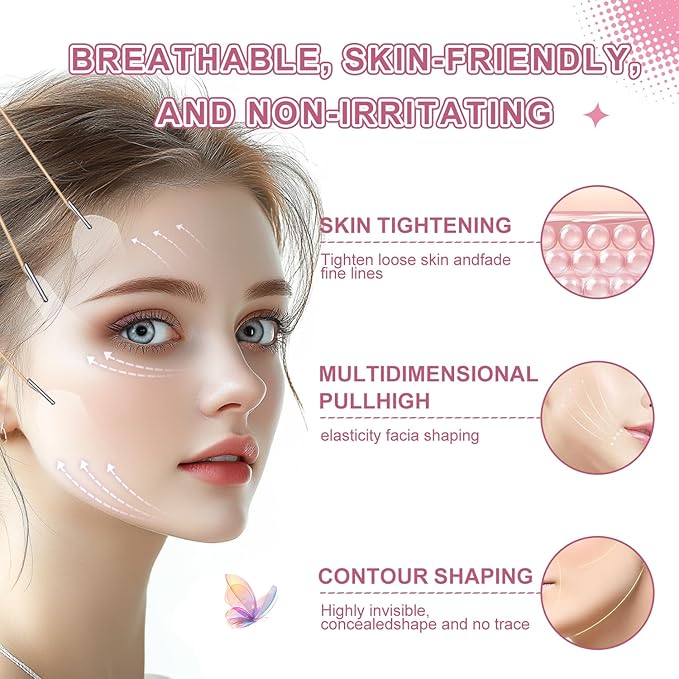180PCS Face Lift tape Invisible, Face Lift Tape with 8 bands, Neck Tape Lifting Invisible - Waterproof Instant V-Shaped Lifting Patches for Sagging Skin, Eyes, Double Chin & Wrinkles