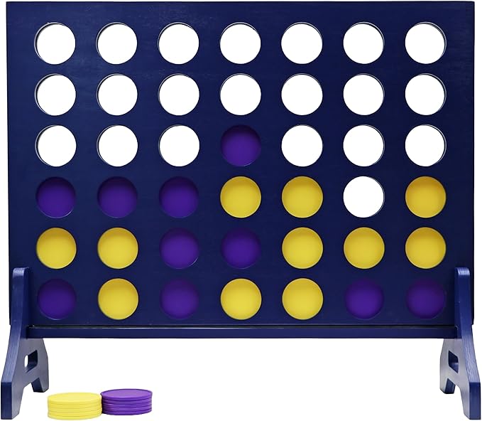 Tailgating Pros Premium Navy Giant Four in a Row with Carrying Case - Jumbo Oversized Outdoor Yard Game - Connect Multiple Pucks in a Row to Win - Many Puck Colors Available!