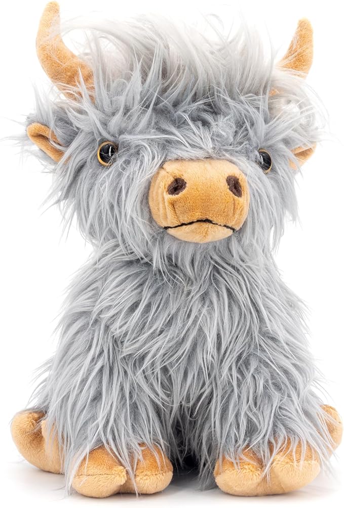 MARYSUN Highland Cow Stuffed Animal Toy - Gray Stuffed Animal Gift for Girls and Kids