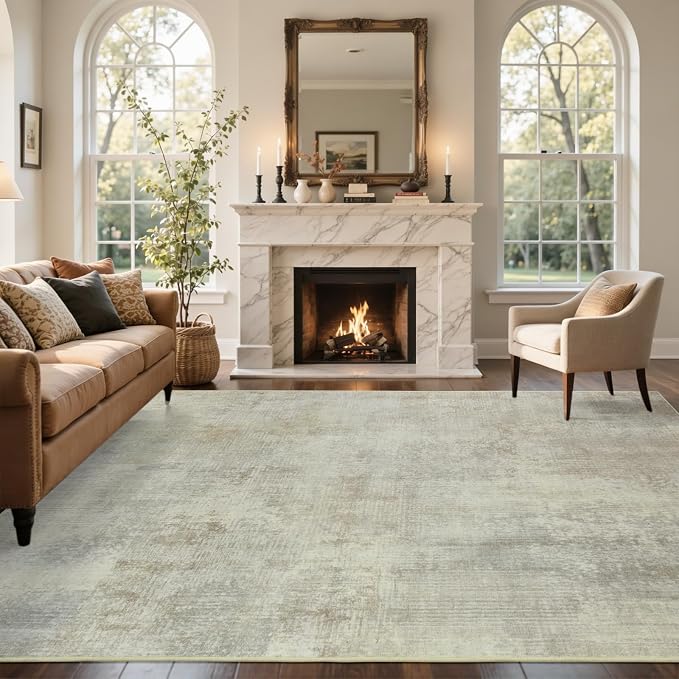 6x9 Ft Large Area Rugs for Living Room, Soft Non-Slip Washable Rugs Modern Abstract Pattern Carpet for Bedroom Indoor Floor Nursery Home Decor (Beige)