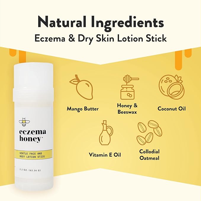 ECZEMA HONEY Gentle Face & Body Lotion Stick - Moisturizing Colloidal Oatmeal Hand Cream for Extremely Dry Skin - Eczema Lotion Helps Psoriasis, Dermatitis & More (2.2 Oz) (Pack of 2)