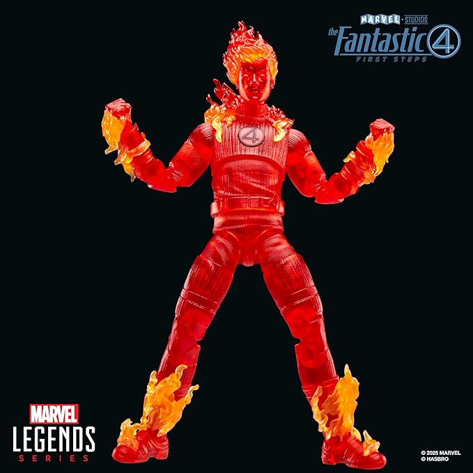 Marvel Legends Series Human Torch, The Fantastic Four: First Steps Johnny Storm Movie Collectible 6 Inch Action Figure Toy
