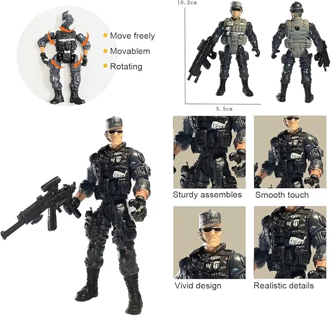 Army Men Action Figures, Soldiers Toys Army Men Set for Boys 4-7,Army Men Action Figures Military Playset Toy with Weapon for Toddler Age 3+