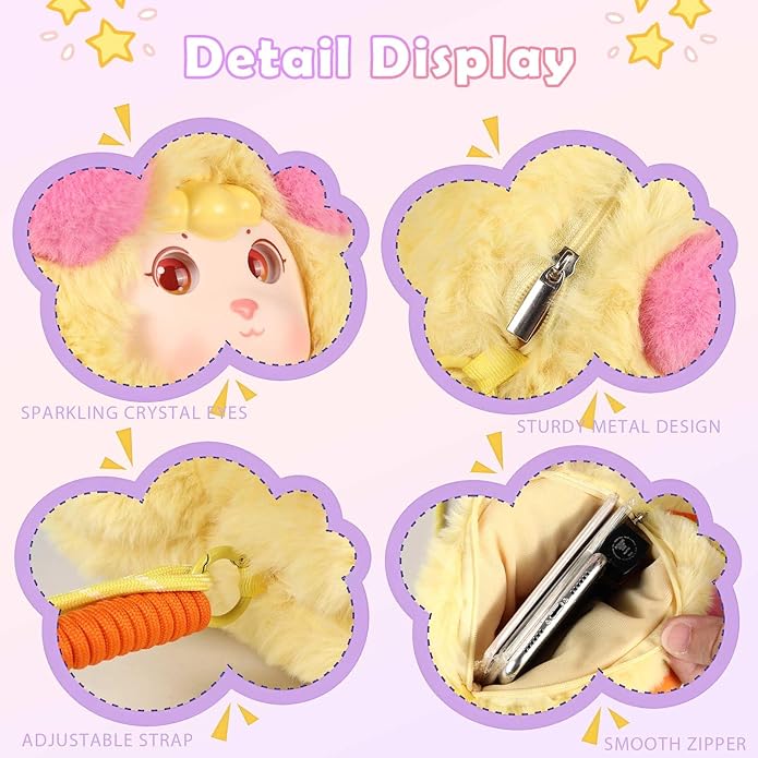 9inch Plush Bag Collection Crossbody Bags, Cute Girl Purses Fun & Unique Handbag Plush Shoulder Bag with Strap, Pockets