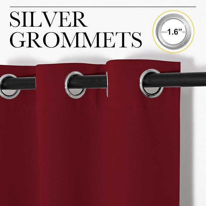 NICETOWN Burgundy Red Blackout Curtains 102 inches Length for Living Room, 2 Panels, 55" Wide, Thermal Insulated Long Drapes for Large Window