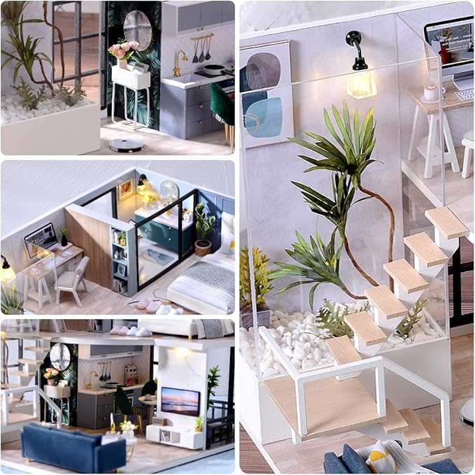 RHZN Miniature House Kit, Dollhouse Kit, Miniature Kit, DIY Mini House Building Kit for Adult