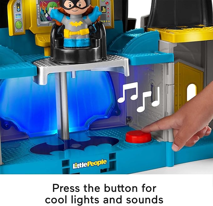 DC Super Friends Fisher-Price Little People Toddler Toy Deluxe Batcave Playset with Batman Figure for Pretend Play Ages 18+ Months (Amazon Exclusive)