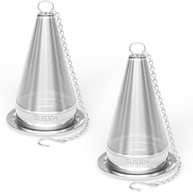 2 Pack Cone Tea Infusers for Loose Leaf Tea, 304 Stainless Steel Tea Strainer Fine Mesh, 1.8” x 3” Loose Leaf Tea Steeper with a Drip Tray