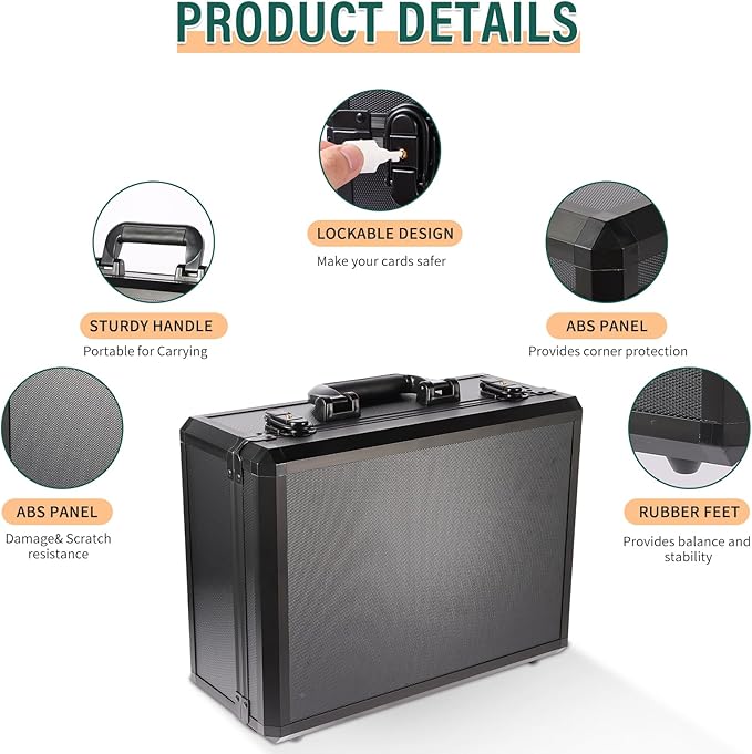 EcoVibe Trading Card Storage Box for 3" X 4" 35PT Toploaders 600+, Toploader Storage Box with 6 Foam Stoppers, Fits Toploader Magnetic Holders MTG Baseball Sports Top Loaders Holder（Black）
