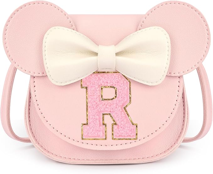 mibasies Toddler Purse Girl Gifts: Girls Birthday Gifts for 3-8 - Toys for Ages 2-4 Girls Mouse Ears Purse, Pink, Letter R