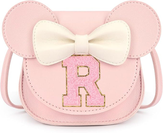 mibasies Toddler Purse Girl Gifts: Girls Birthday Gifts for 3-8 - Toys for Ages 2-4 Girls Mouse Ears Purse, Pink, Letter R