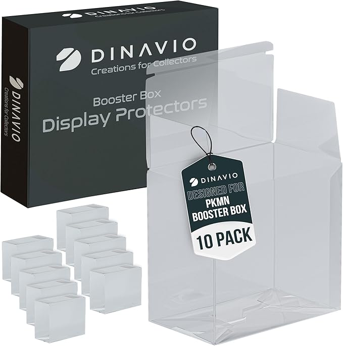 Dinavio Crafthouse Plastic PKMN Booster Box Protector 10 Pack - Booster Box Case Display Protectors - Compatible with English PKMN Booster Boxes - 0.5mm Thick (Pack of 10)