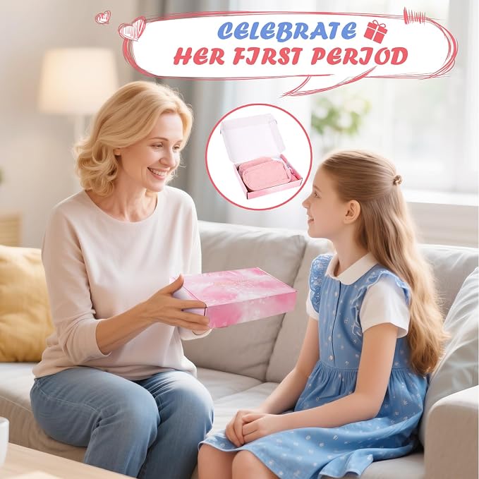 22 PCS First Period Starter Kit Gift for Teen Girls Period Bags for Teen Tweens Girls with Corduroy Sanitary Pad Storage Bag, Wipes, Menstrual Tracker, Disposal Pouches and More (Pink)
