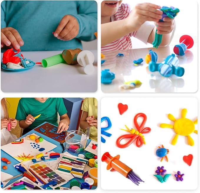 Assorted Designs Dough Extruders Set - Set of 10 - Assorted Colors