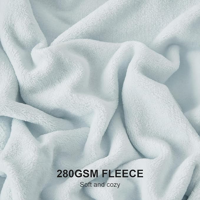 Hansleep King Ice Blue Fleece Blanket, Soft Flannel Bed Blanket | Fuzzy Cozy Blanket 90x108 Inches, Multi-use for Bed, Sofa, Couch, Travel, Camping, All Season Warm Lightweight Cover
