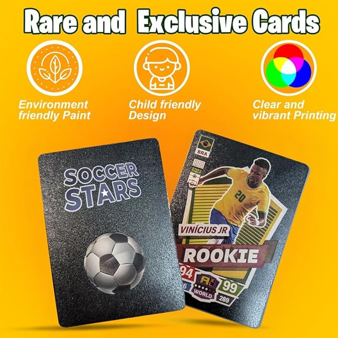 Soccer Trading Cards 2026-27 | 3 Packs - 33 Collectible Cards for Fans & Players Black, Gold & Silver Soccer Mystery Cards Packs Different Cards in Each Set - Try & Collect Them All