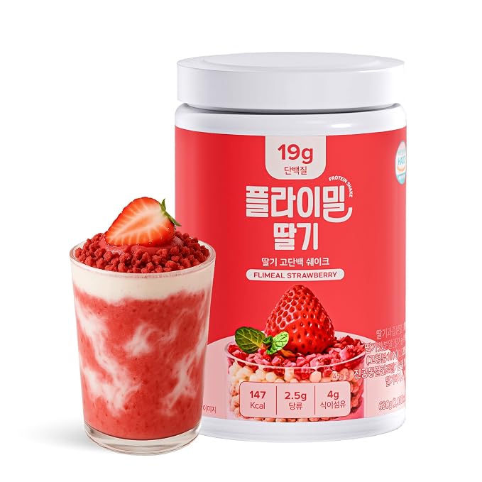 Flimeal Strawberry Protein Shake, With Crunchy Protein Balls, Protein Smoothie Powder - 19g Protein, Low Sugar, Keto-Friendly Meal Replacement Shake, 22.22oz, 14 Servings, 14 Servings (1 X 22.22oz)