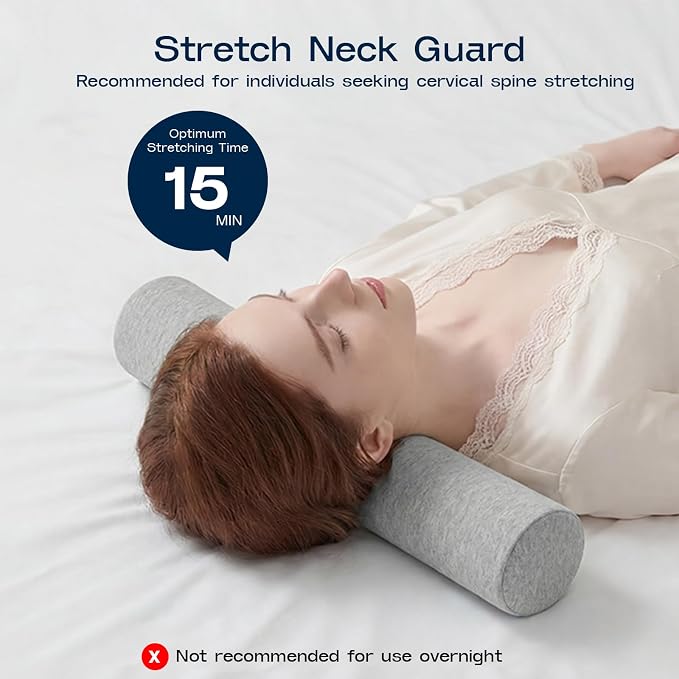 Neck Roll Pillow, Memory Foam Neck Support Pillows, Round Neck Pillows, Cylinder Bolster Pillows for Bed, Couch, and Yoga, Removable Washable Cover,18 * 4 * 4 inch (Small,Grey)