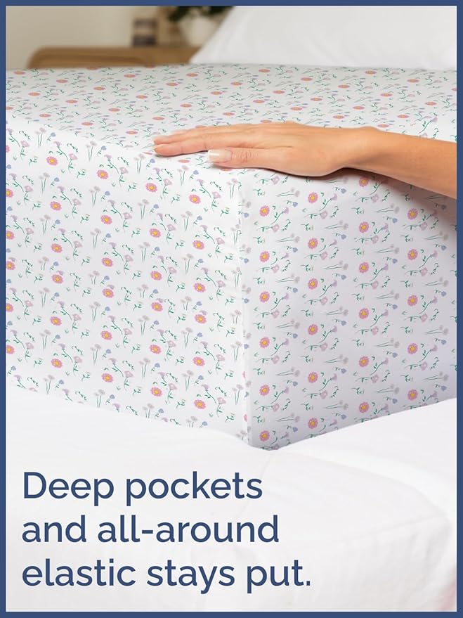 Kids Twin XL Size Bed Sheet Set - 3 Piece Kids Loft Bed Sheets - Floral Flower Themed Bedding - Soft - Breathable and Machine Washable - Pretty Pink Flower Bed Set for Boys, Girls, Teens and Toddlers