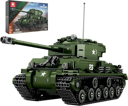 M4A3E8 Sherman Tank Building Set,WW2 Military American Armed Tanks Building Block Set for Military Fans,World of Tanks Authorized Products 77030,Ideal Gift for Adults Boys Kids Age 8+,836 PCS