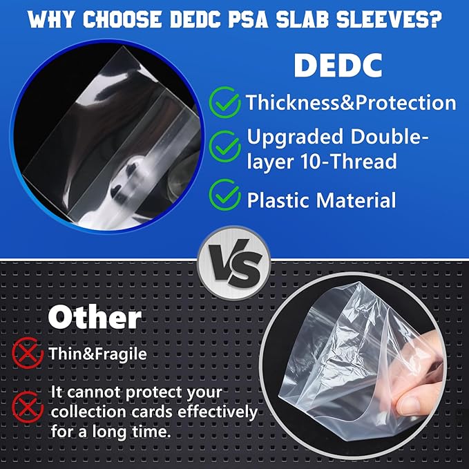 DEDC 500 Pcs Resealable Team Bags for Card Sleeves Set with Bottom Adhesive Strip Clear Cards Sleeve for Top Loaders & Raw Cards Thick Trading Card Protectors for Long-Term Storage & Display