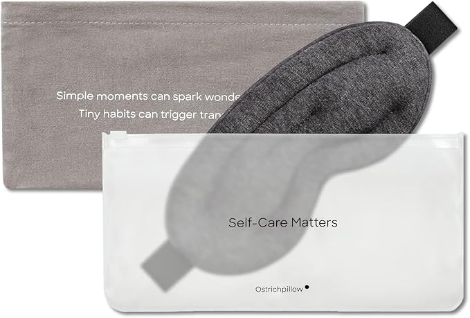 Ostrichpillow Hot & Cold Eye Mask - Clay Beads Hot Cold and Compression Therapy for Dark Circles, Eye Bags, Dry Eyes, Headaches, Migraines - Hook and Loop Closure 2 Protective Bags Included