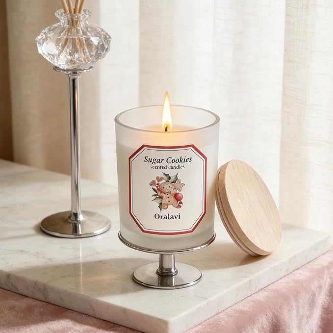 Sugar Cookies Scented Candle for Women & Men, Buttercream Frosting, Sugar Cookie Scented for Home,Non-Toxic Soy Wax,16 oz 70 Hour Long Burn Time, Sweet Christmas Candle