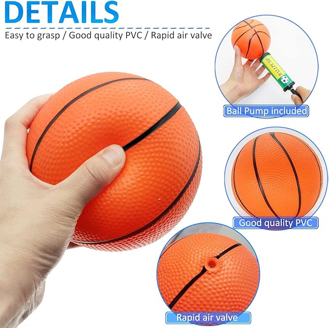 Oleitodh 15Pcs 6" Mini Basketball Balls Bulk Small Basketball Set with Pump, PVC Small Basketballs for Over The Door Hoop Games Party Favors Indoor Outdoor Play Adults Kids Pool Beach