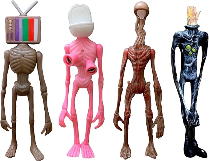 4 PCS Siren Head Toys Action Figure Horror Model Doll Gift for Kids Birthday Halloween Christmas Party Toys (Series B)
