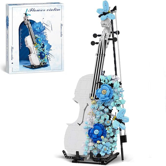 goqi Violin Toy Building Set, 1419+ Pieces Musical Instrument Building Block Set Compatible with Lego, Violin Model Toy Gift for Adult & Music Lovers