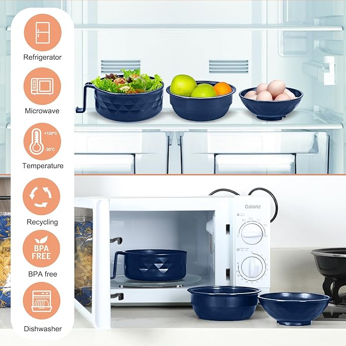 Microwave Ramen Cooker,Ramen Bowl Set,Microwave Noodle Bowl With Chopsticks and Spoon, College Dorm Room Essentials for Girls for Boys, Apartment Essentials, BPA-Free. (Deep Blue)