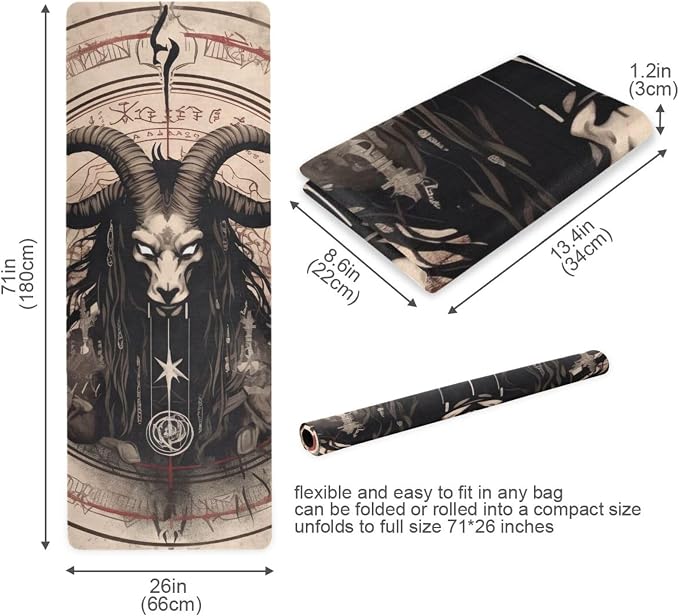 Skull Yoga Mat for Women Men 71" x 26" Non Slip Exercise & Fitness Mat 1mm Thick Workout Mat for Yoga, Pilates, Come with Storage Bag