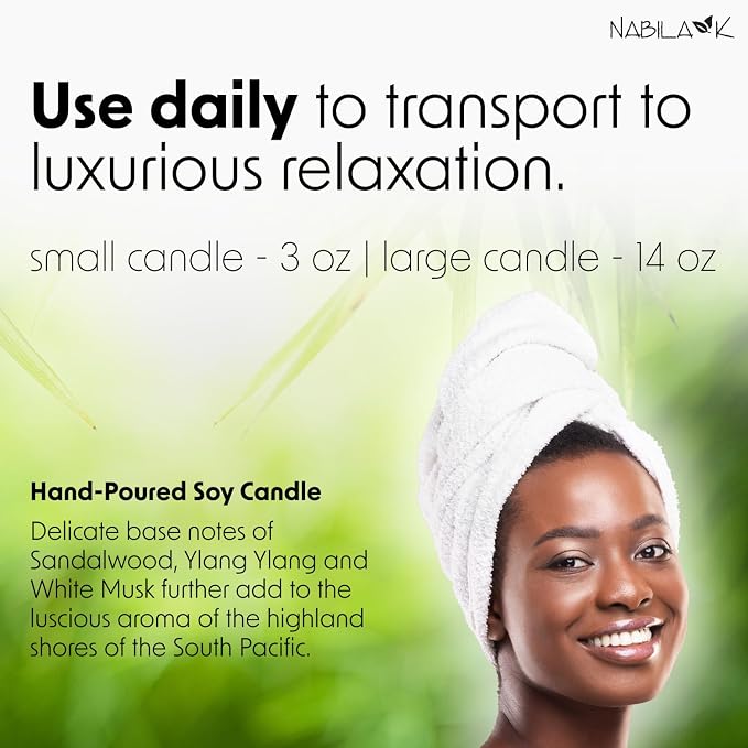 Nabila K - Tahitian Gardenia - Soy-Based Candle - Lemon, Cinnamon, Jasmine, Sweet Muguet & Spicy Coriander - Hand-Poured - Cotton Wick - Aromatherapy Candle w/Essential Oils - Made in USA - 14 oz