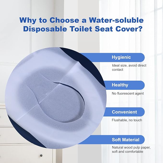 Toilet Seat Covers Disposable, 250 Pcs Flushable Disposable Toilet Seat Covers, Half-Fold Paper Toilet Liners for Travel, Airplane, Public Restrooms, Road Trips, Camping, Potty Training