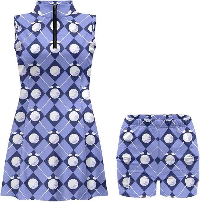 Golf Dress Tennis Dresses for Women with Built in Shorts and Pockets Sleeveless Athletic Dress Workout Dress