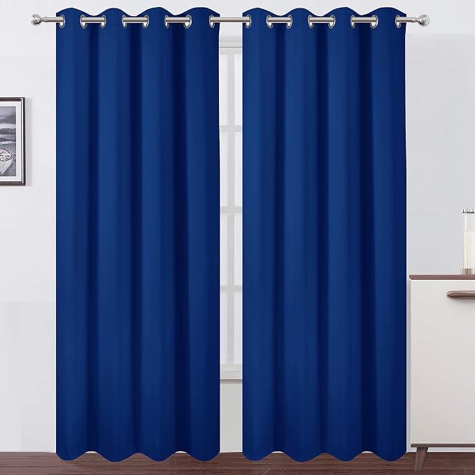 LEMOMO Blackout Curtains 52 x 84 inch/Royal Blue Curtains Set of 2 Panels/Thermal Insulated Room Darkening Bedroom Curtains