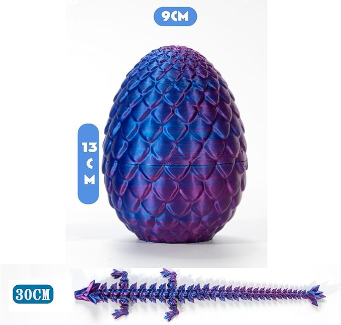 Dragon Eggs with Dragon Inside, Dragon Egg Fidget Toy, 3D Dragon Eggs with Dragon Inside, Mystery Dragon Egg, 3D Printed Dragon Egg, Stocking Easter Basket Stuffers (Three-Colour)